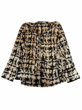 Next Size UK 16 Woman Lady Elegant Abstract Grid Print Wrap Blouse Cream Brown